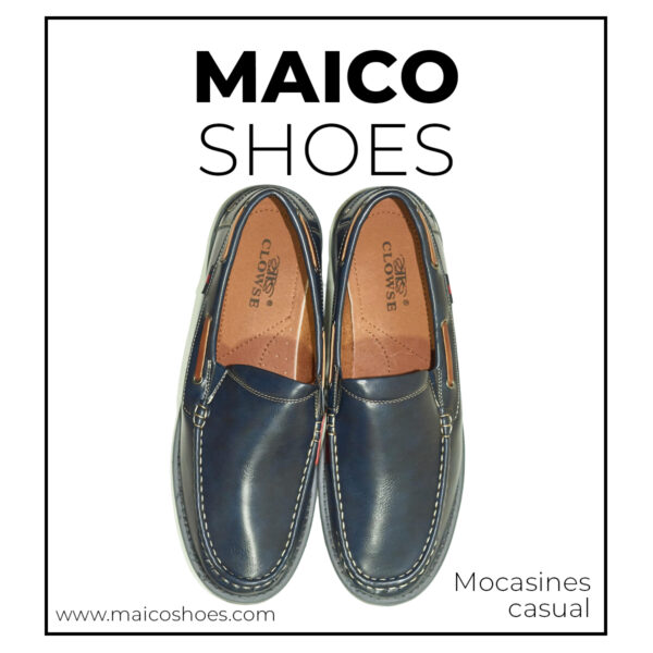 Mocasines casuales MAICO857 en color marino con suela robusta antideslizante y diseño elegante.