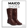 Botas casual MAICO chocolate en ángulo frontal, mostrando su diseño elegante y acabado en cuero suave