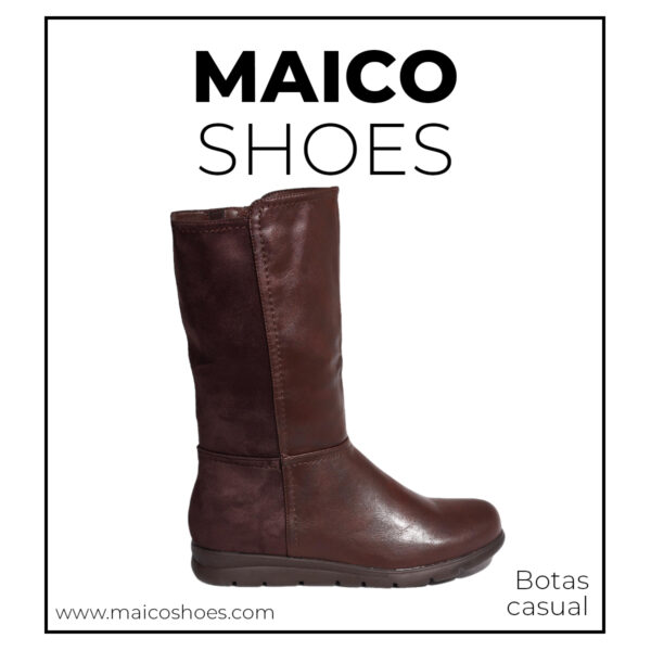 Vista lateral de las botas casual MAICO en tono chocolate, destacando su estilo versátil y costuras reforzadas.
