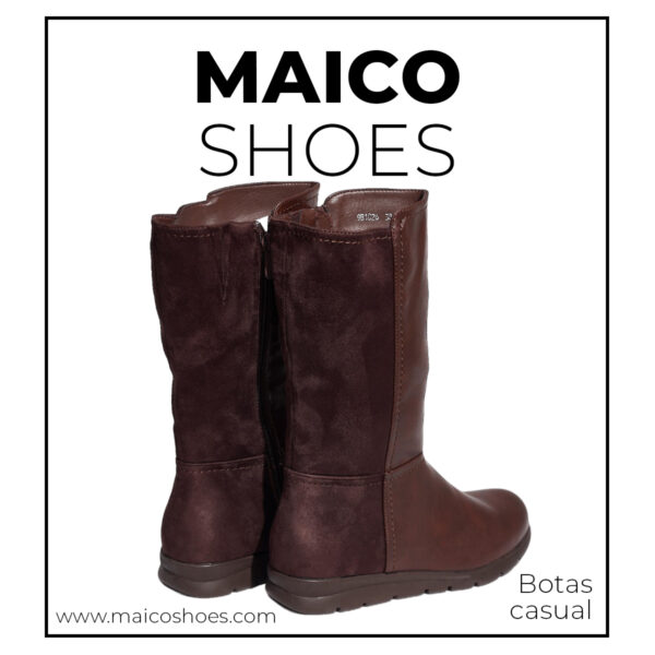 Vista trasera de las botas casual MAICO en color chocolate, con detalles en textura suave.